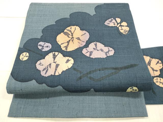 平和屋着物●九寸名古屋帯　作家物　紬地　抽象文様　正絹　逸品　DAAX0114cm