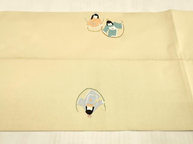 平和屋着物●爪掻き本綴れ　八寸名古屋帯　童子遊び　銀糸　正絹　逸品　DAAX0117cm 平和屋着物○爪掻き本綴れ 八寸名古屋帯 童子遊び 銀糸 正絹