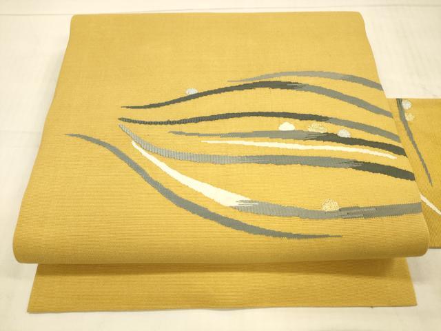 平和屋着物●九寸名古屋帯　流水文　金銀糸　正絹　逸品　DAAX0121cm