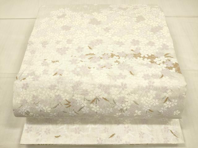 平和屋着物＊夏物　両方向　丸帯　枝花文　流水文草花文　草花文　格子草花文　銀糸　ほていやオリジナル　正絹　逸品　DAAX0180cm