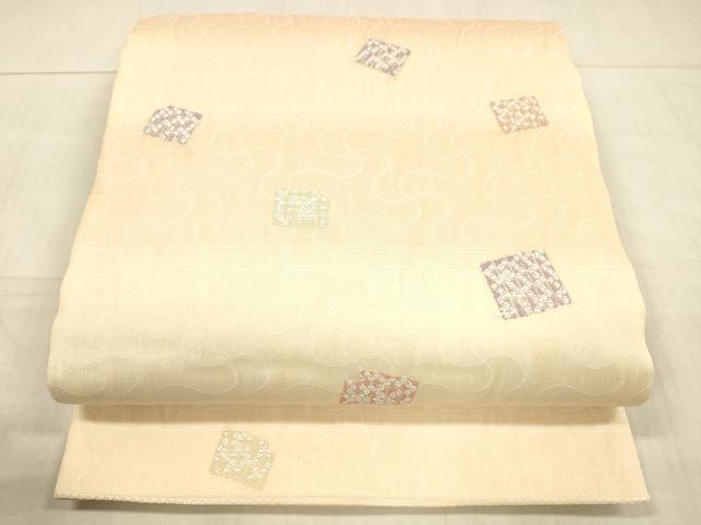 平和屋着物＊夏物　全通柄袋帯　源氏香　銀糸　正絹　逸品　DAAX0186cm