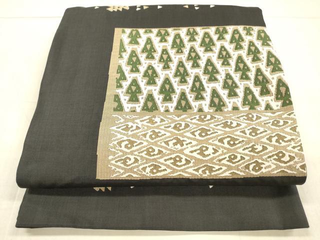 平和屋着物●名門木屋太　今河織物　六通柄袋帯　抽象文様　黒地　正絹　逸品　DAAX0216cm