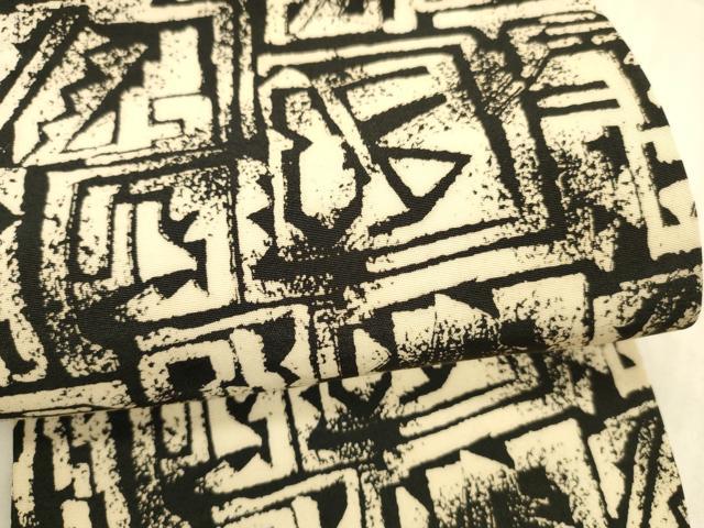 平和屋着物●半幅帯　抽象文様　正絹　逸品　DAAX0227cm