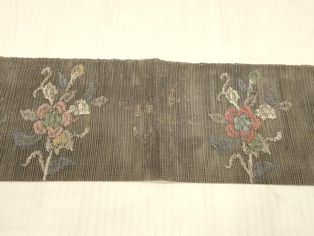 平和屋着物＊夏物　1854年創業　帯屋捨松　八寸名古屋帯　草花文　正絹　逸品　DAAX0247cm 平和屋着物＊夏物 1854年創業 帯屋捨松 八寸名古屋帯 草花文