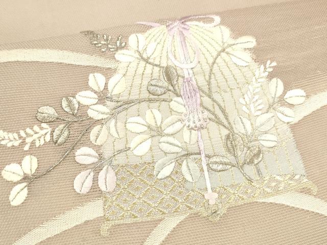 平和屋着物＊夏物 九寸開き名古屋帯 渡橋文 金糸 正絹 逸品 CAAW9119oy