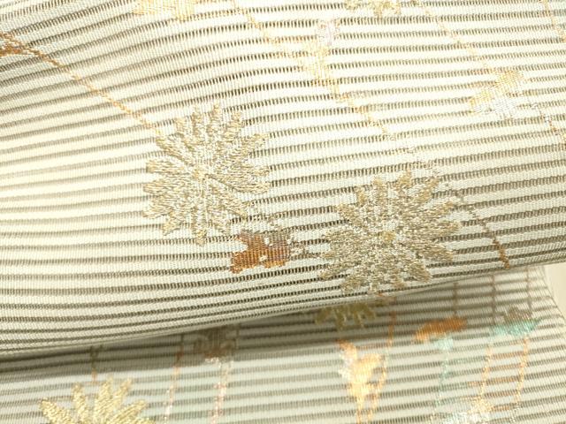 平和屋着物＊夏物 絽綴れ つけ帯 草花文 金銀糸 正絹 逸品 DAAX0280cm