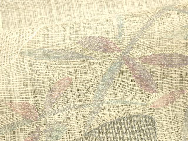 平和屋着物＊夏物 太鼓柄袋帯 草葉文 金銀糸 正絹 逸品 DAAX0287cm