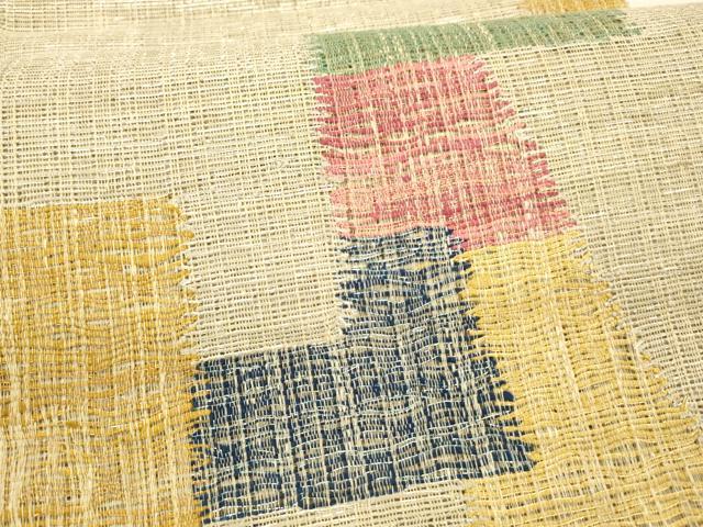 平和屋着物＊夏物　六通柄袋帯　抽象文様　銀糸　正絹　逸品　DAAX0320cm 平和屋着物＊夏物 六通柄袋帯 抽象文様 銀糸 正絹 逸品 DAAX0320cmの
