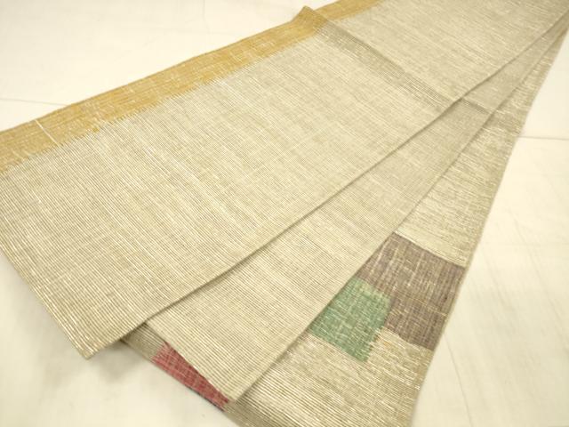 平和屋着物＊夏物　六通柄袋帯　抽象文様　銀糸　正絹　逸品　DAAX0320cm 平和屋着物＊夏物 六通柄袋帯 抽象文様 銀糸 正絹 逸品 DAAX0320cmの