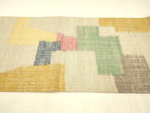 平和屋着物＊夏物　六通柄袋帯　抽象文様　銀糸　正絹　逸品　DAAX0320cm 平和屋着物＊夏物 六通柄袋帯 抽象文様 銀糸 正絹 逸品 DAAX0320cm