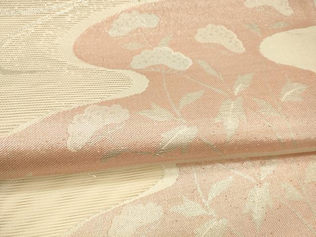 平和屋着物＊夏物 西陣 六通柄袋帯 彩夏 流水草花文 銀糸 証紙付き