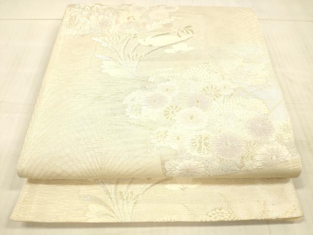 平和屋着物＊夏物　六通柄袋帯　草花文　金銀糸　正絹　逸品　DAAX0327cm