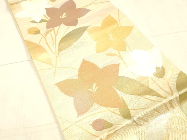 平和屋着物＊夏物 六通柄袋帯 草花文 金銀糸 正絹 逸品 DAAX0331cm