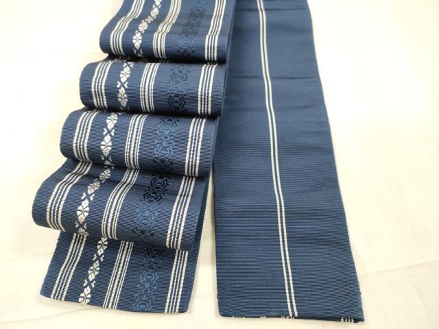 平和屋着物●男性　本場筑前博多織　角帯　献上　正絹　逸品　DAAX0391cm