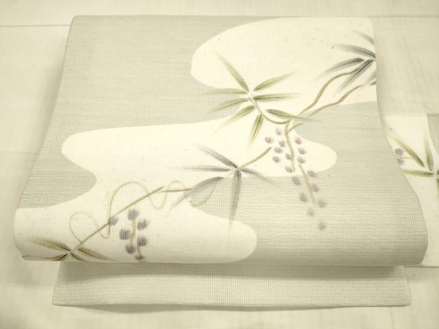 着物屋こころ□夏物 九寸名古屋帯 葡萄蔦の葉文 金銀糸