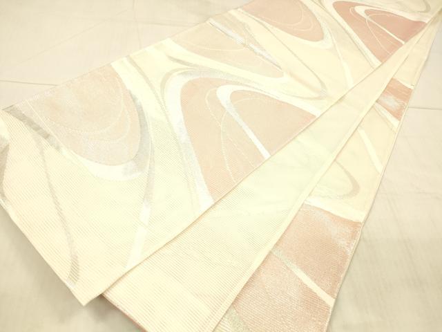 平和屋着物＊夏物 六通柄袋帯 流水文 銀糸 正絹 逸品 DAAX0474cm