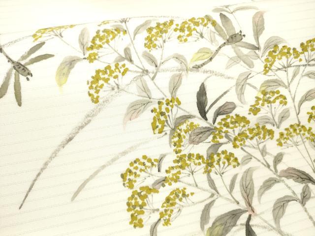 平和屋着物＊夏物 九寸名古屋帯 手描き 蜻蛉草花文 DAAX0484cm 名古屋帯