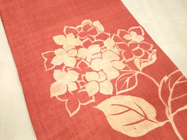 平和屋着物＊夏物 太鼓柄袋帯 型染 紫陽花 正絹 逸品 DAAX0499cm
