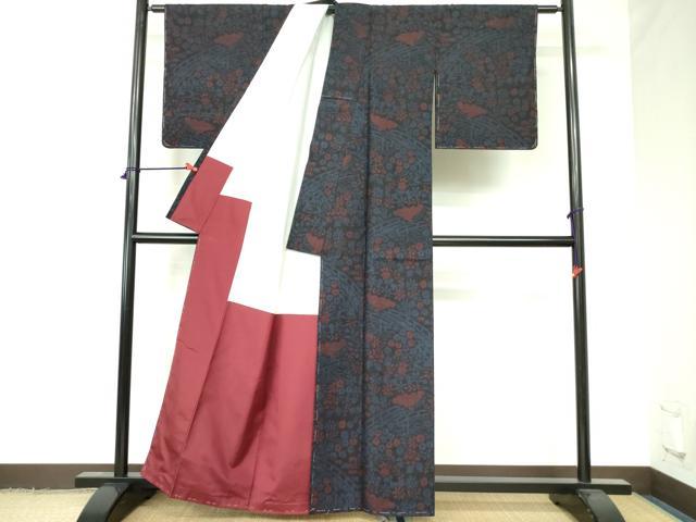 平和屋着物○結城紬 80亀甲 草花文 正絹 逸品 未使用 DAAX1243op