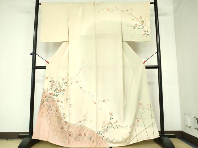 平和屋着物●訪問着　枝花文　暈し染め　金銀彩　正絹　逸品　DAAX1249op