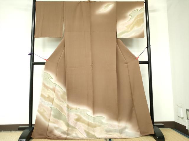 平和屋着物●訪問着　箔散らし　道長花文　暈し染め　金銀彩　ロング丈　正絹　逸品　DAAX1379op