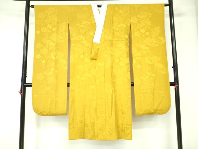 平和屋着物●振袖用長襦袢　無双仕立て　扇面鳳凰花地紋　金色　やまと誂製　正絹　逸品　DAAX1381op