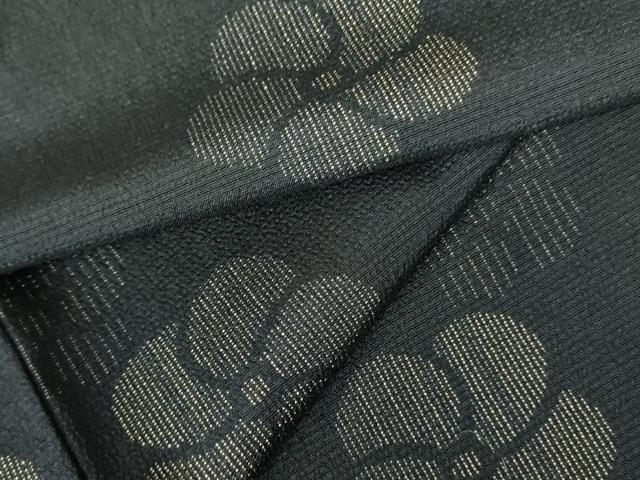 平和屋着物●本塩沢　捻梅　黒地　正絹　逸品　DAAX1402op