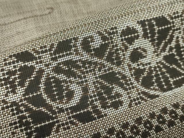 平和屋着物○本場大島紬 9マルキ 古代染色 純泥染 横段花