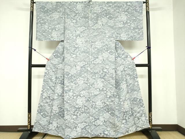 平和屋着物○山岡古都・古都染人 染織美術品 薬墨染 天目織