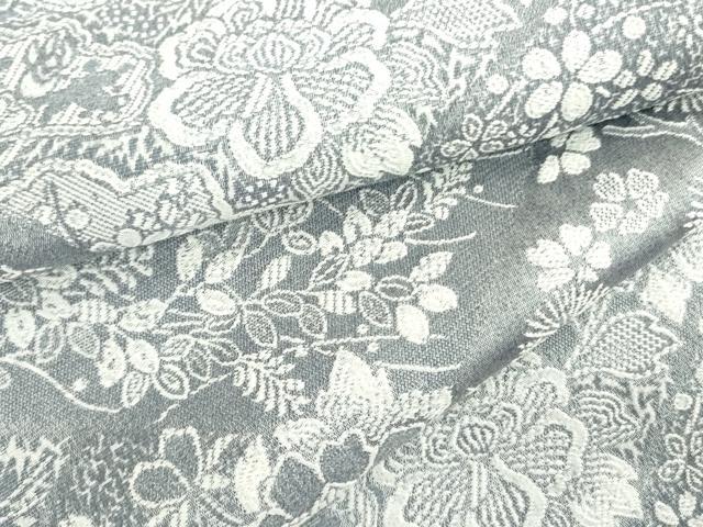 平和屋着物●山岡古都・古都染人　染織美術品　薬墨染　天目織　お召　草花文　正絹　逸品　DAAX1489op