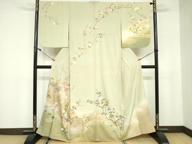 平和屋着物●訪問着　枝花松文　暈し染め　金彩　正絹　逸品　DAAX1500op