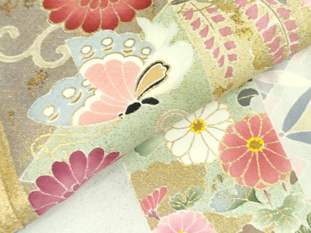 平和屋着物●京友禅の第一人者　松井青々　訪問着　短冊舞蝶花文　松竹梅　暈し染め　金彩　正絹　逸品　DAAX1504op 平和屋着物○京友禅の第一人者 松井青々 訪問着 短冊