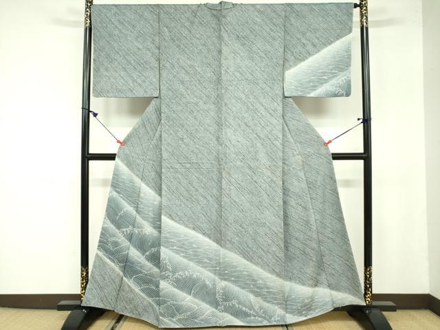 平和屋着物●訪問着　絞り　立波文　暈し染め　金糸　正絹　逸品　未使用　DAAX1512op