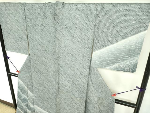 平和屋着物○訪問着 絞り 立波文 暈し染め 金糸 正絹 逸品 未