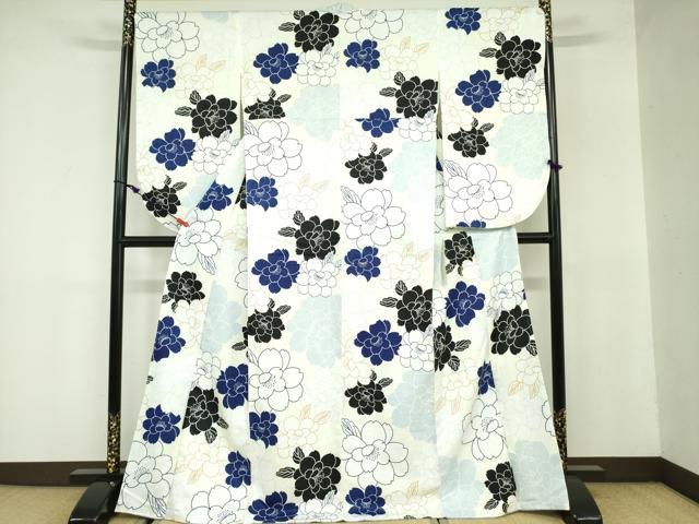 平和屋着物●小振袖　二尺袖　牡丹　洗える着物　未使用　DAAX1518op