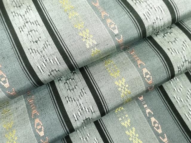 平和屋着物●上質な紬　花織　抽象間道　正絹　逸品　DAAX1521op