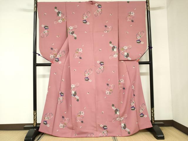 平和屋着物●小振袖　二尺袖　舞花文　兎　洗える着物　DAAX1535op