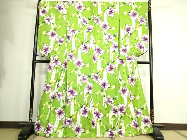 平和屋着物●小振袖　二尺袖　手描き　百合　ユリ　洗える着物　DAAX1934op