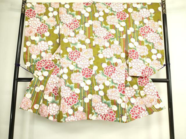 平和屋着物●小振袖　二尺袖　舞桜文　牡丹　金彩　洗える着物　DAAX1939op