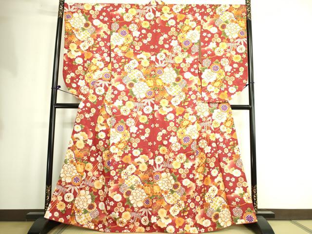 平和屋着物●小振袖　二尺袖　牡丹　亀甲花文　金彩　DAAX1944op