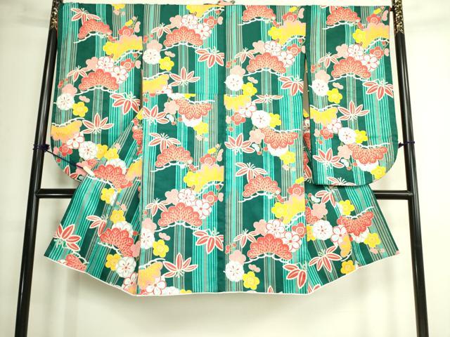 平和屋着物●小振袖　二尺袖　松竹梅　洗える着物　DAAX1955op