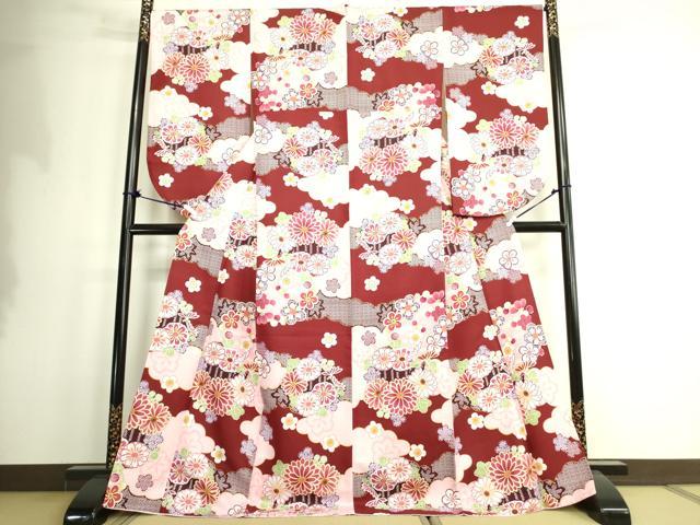 平和屋着物●小振袖　二尺袖　舞花文　洗える着物　DAAX1956op