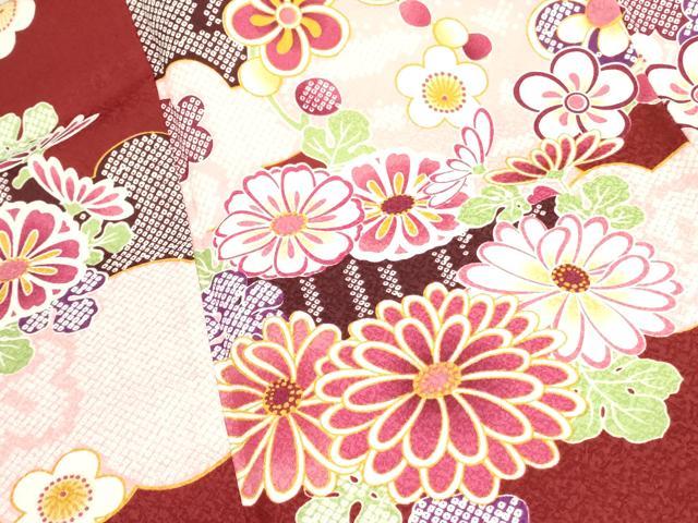 平和屋着物○小振袖 二尺袖 舞花文 洗える着物 DAAX1956op