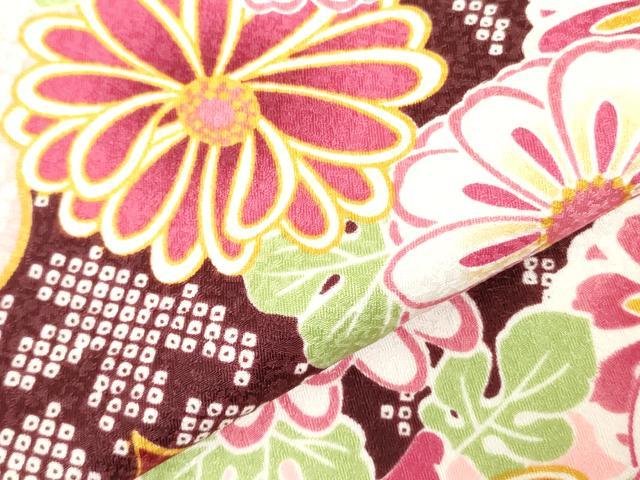 平和屋着物○小振袖 二尺袖 舞花文 洗える着物 DAAX1956op