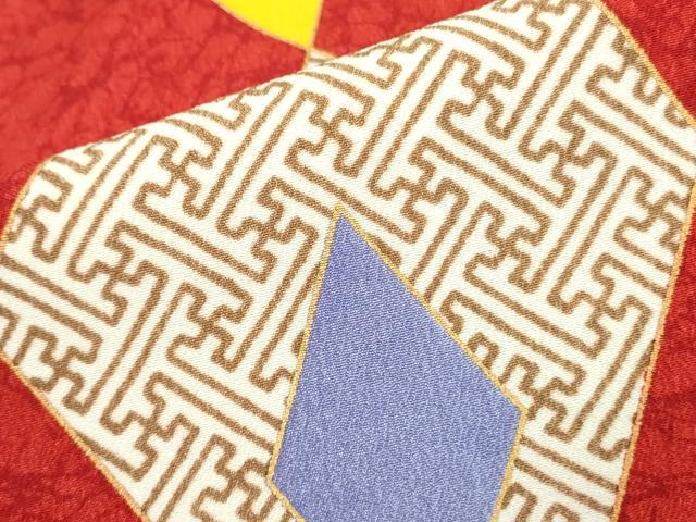 平和屋着物○小振袖 二尺袖 幾何学文様 金彩 洗える着物 DAAX1967op