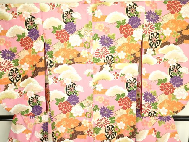 平和屋着物●小振袖　二尺袖　花車文　金彩　洗える着物　DAAX1968op 平和屋着物○小振袖 二尺袖 花車文 金彩 洗える着物 DAAX1968op