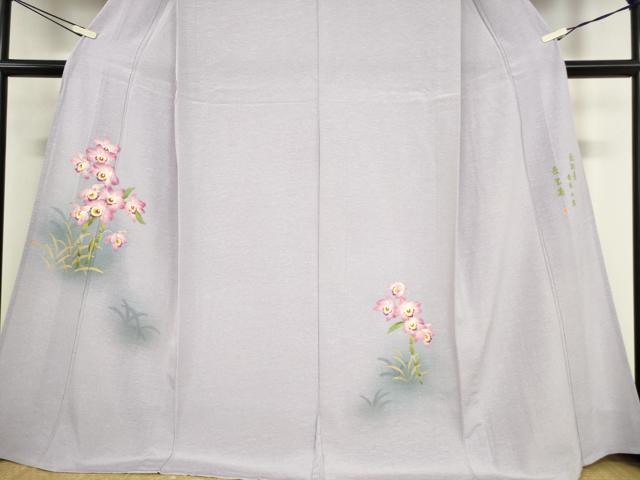平和屋着物▽訪問着　単衣　作家物　花散道　奄美大島　長生繭　正絹　逸品　DAAX3025az_3