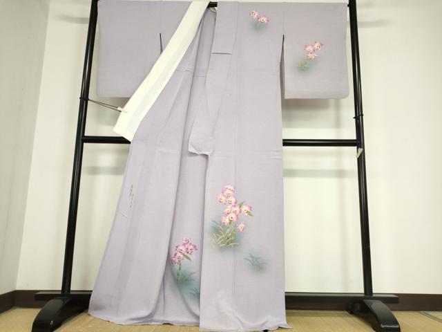 平和屋着物▽訪問着　単衣　作家物　花散道　奄美大島　長生繭　正絹　逸品　DAAX3025az_1