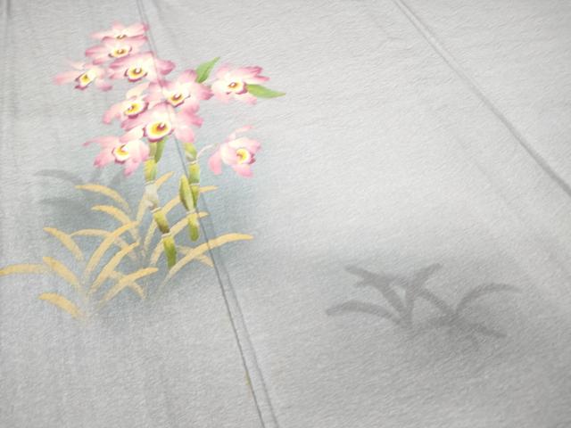 平和屋着物▽訪問着　単衣　作家物　花散道　奄美大島　長生繭　正絹　逸品　DAAX3025az_4