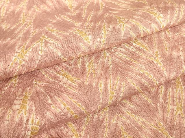 平和屋着物▽上質な紬　単衣　竜巻絞り　間道　正絹　逸品　DAAX3050az